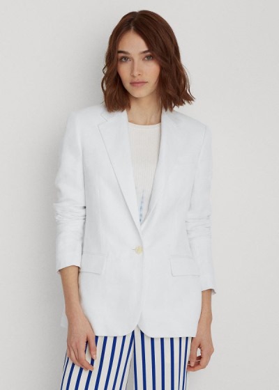 Blazer Ralph Lauren Mujer Blancos - Linen-Blend - DIFRC1780